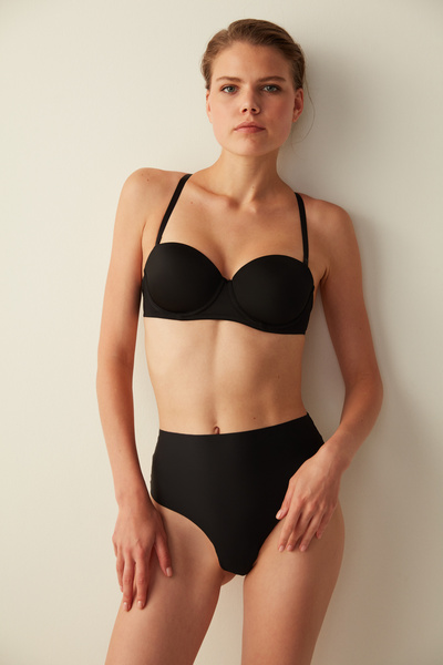 Penti Nízká podprsenka Multiway 4 různá použití Podporovaná černá podprsenka s kosticí