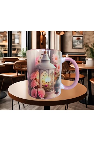 Vintage Design Antique Lantern Print Oversized Porcelain Mug