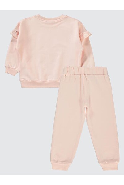 Civil Girls 2-5 Years Old Tracksuit Set with Ruffled Sleeves - Powder 4-5 Yea...