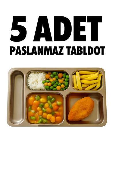 Russet 5 adet Abant Çelik Tablot 4 Gözlü Tabuldot Yemek Servis Tepsisi Tabldo...