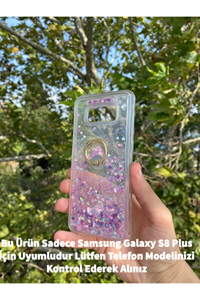 GtTech Samsung Galaxy S8 Plus Uyumlu Sulu Simli Yüzüklü Standlı Parlak Siliko...