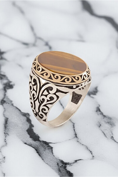 Takıdepo Kaplangözü Taşlı Gümüş Erkek Yüzük