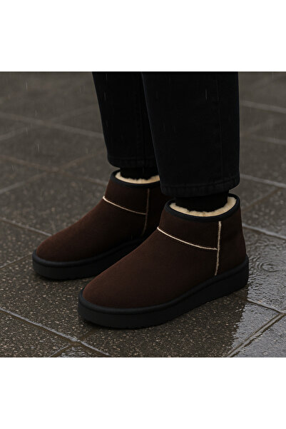 DAD WOLF Γυναικείες μπότες με χοντρή σόλα και γούνινο σουέντ - Uggg