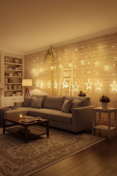 Onetick 138 Ledli Yıldız Sarı Perde Süs 3Metre Led Işık