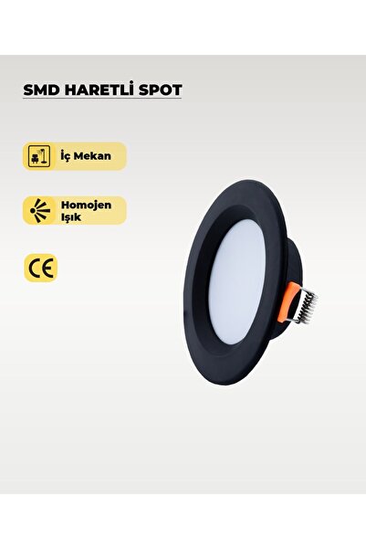 AC AYDINLATMA 5W Smd Led Plastik Spot Siyah 3200K Sarı Işık - 2 Adet