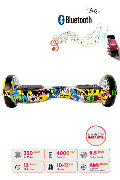 CityMate Electric Skateboard Scooter Hoverboard with Bluetooth Speaker 6.5 Inch Graffiti D01
