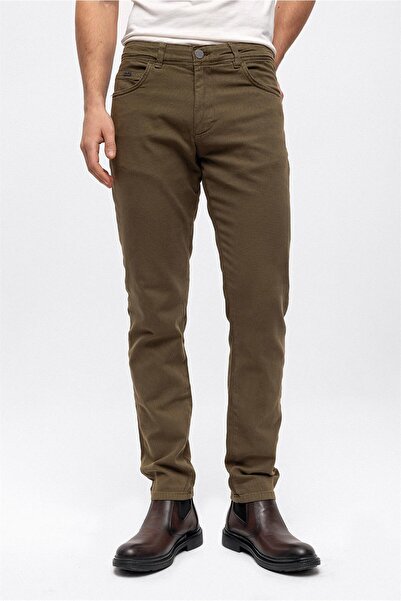 Back And Bond Haki Dokuma 5 Cep Slim Fit Pantolon