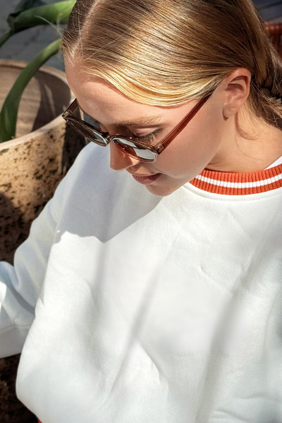 Le'sluette shadow of style Жіночий трикотажний светр з велосипедним коміром, оверсайз, екрю - цегляний колір