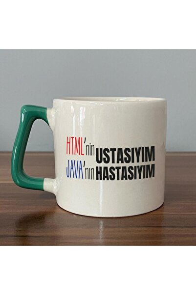 Kırtasiye Ofisi أنا سيد HTML أنا مريض بجافا مطبوعة بمقبض أخضر على شكل حرف D