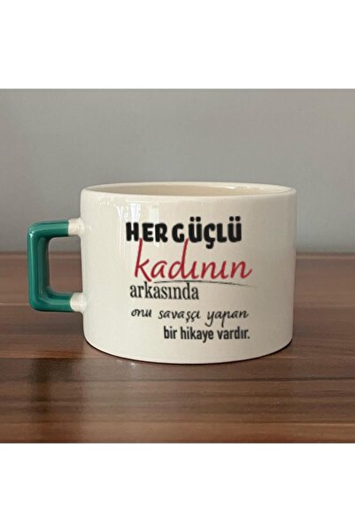 Kırtasiye Ofisi Her Güçlü Kadının Arkasında Baskılı Kadınlar Günü Yeşil Kulpl...