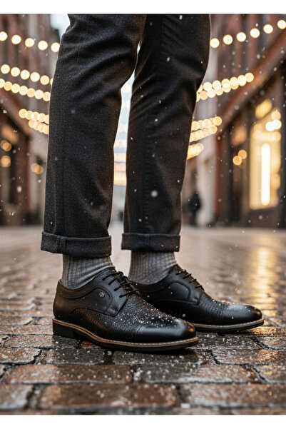 Ata 0950 Genuine Leather Black Men's Classic Shoes