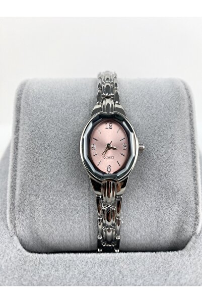Coliseum Minimal Vintage Open Inside Pink Silver Women's Wristwatch