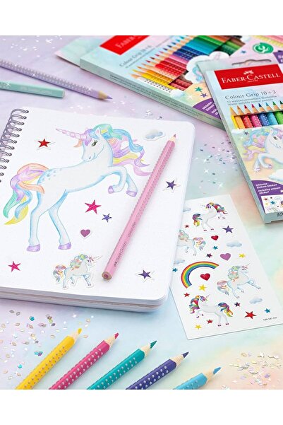 Faber Castell Faber-Castell Unicorn 8+2 Jumbo Grip Boya Kalemi, 10 Farklı Renk Seçeneği, Üçgen Tasarım, Ergonomik