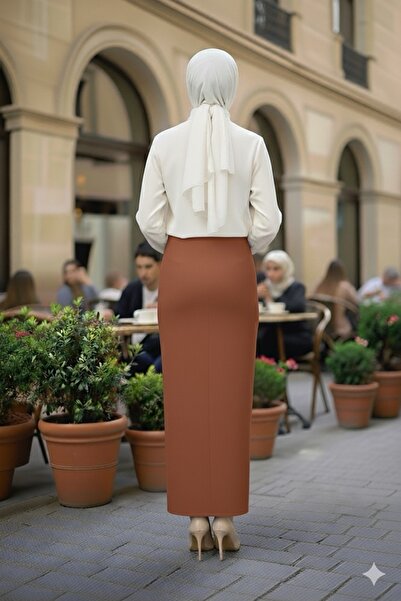 asilmoda Straight Long Black Pencil Skirt