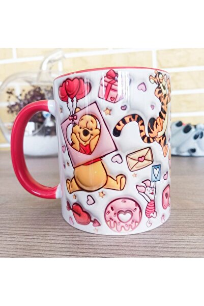 Mugs and love Winnie The Pooh 3d Baskı Büyük Boy Kupa