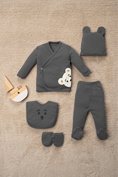 TİNY GOLDEN Neşeli Bebekler  Organik Kumaş 5'li Yenidoğan Hastane Çıkışı Seti