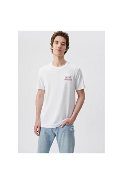 Mavi Μ 066841 -620-23y Ανδρικό μπλουζάκι με στάμπα λευκό