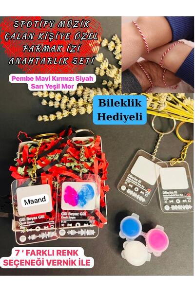 MODA 10 Sevgili Arkadaş Için Kişiye Özel Parmak Izi 2’adet Spotify Müzik Çala...