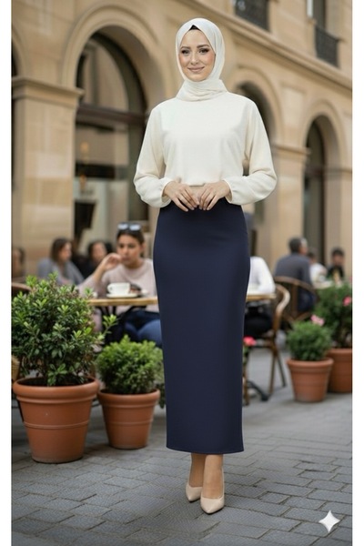 AVAVA قلم رصاص طويل وتنورة من القماش العثماني الأسود