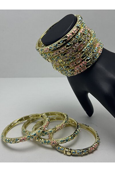 VENTİ VENTİSCA Mineli renkli çelik kelepçe bileklik taşli tasarim ( 1 adet )k...