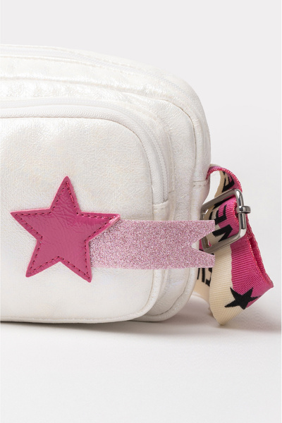 ICONE BAG Star Patterned Children's Bag - White, Two Compartment Hand and Shoulder Bag