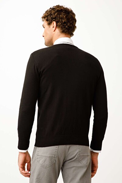 İgs Чорний стандартний крій, вузький силует, V-подібний виріз, прямі довгі рукави, трикотаж