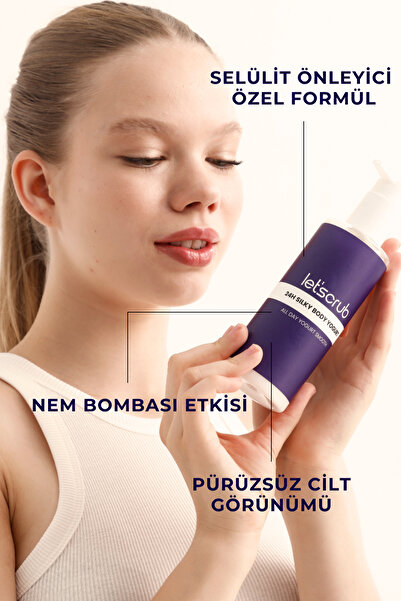 LET'SCRUB Selülit Önleyici Sıkılaştırıcı Vücut Losyonu - Nemlendirici 24H Silky Body Yogurt 250 Ml