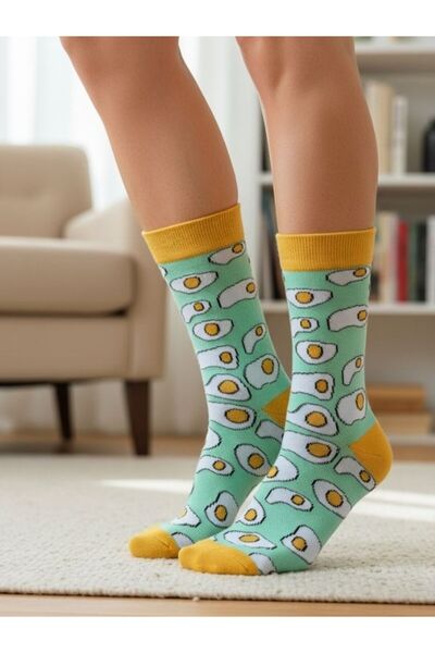 AKSU ÇORAP Green Egg Design Socket Socks