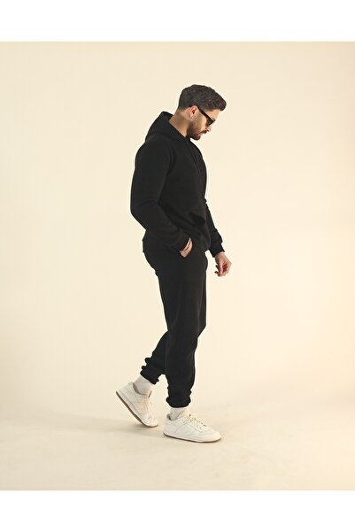 EydaMoon Ανδρικό σετ αθλητικών φορμών με μαλακή υφή με επένδυση από φλις, με τσέπες καγκουρό, ελαστικό πόδι K με κουκούλα