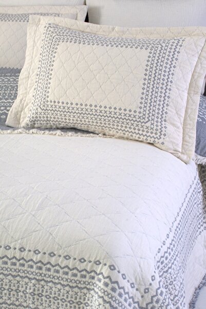 Cottonest Lüks 4 Katlı Multi Muslin %100 Pamuk Çift Kişillik Yatak Örtüsü 230x250 Cm Battal Boy 2 Yastıklı