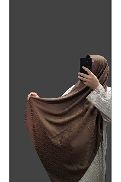 AMİNENESİL Modakashmir Jacquard Shawl Brown Color