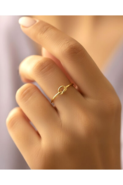 İNDİGO TAKI Minimalist Aşk Düğümü 14 Ayar Altın Yüzük