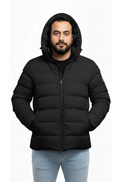 Thiff Ανδρικό πουπουλένιο παλτό με ψηλός λαιμός φερμουάρ