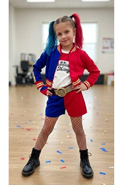 Beşik Kostüm Harley Quınn Kostümü, 7 Parça Set