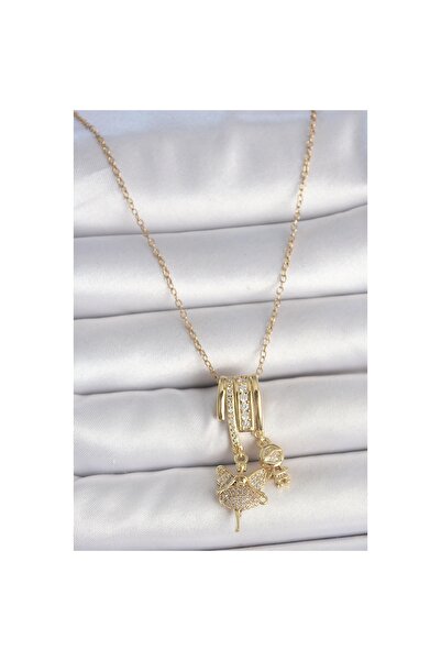 Clariss 316L الصلب الذهب اللون الزركون حجر استرخى الملاك الشكل سحر قلادة المرأة - ليسينيا