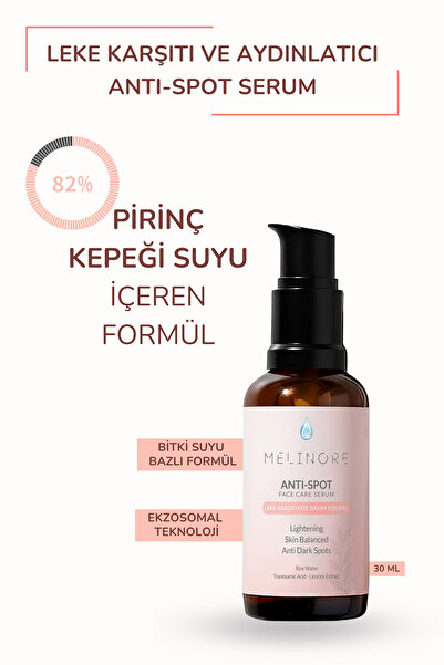 Melinore Leke Karşıtı Cilt Bakım Serumu %82 Pirinç Suyu 30ml
