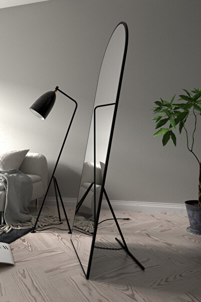 Marsah Home Oglinda semiovala de podea cu suport 180x70 Cm Negru