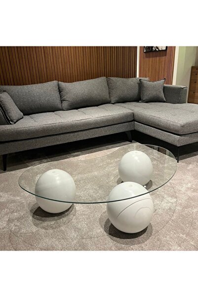 ALTUNTEPE HOME DESIGN Top Sehpa & Orta Sehpa (BEYAZ&SİYAH)