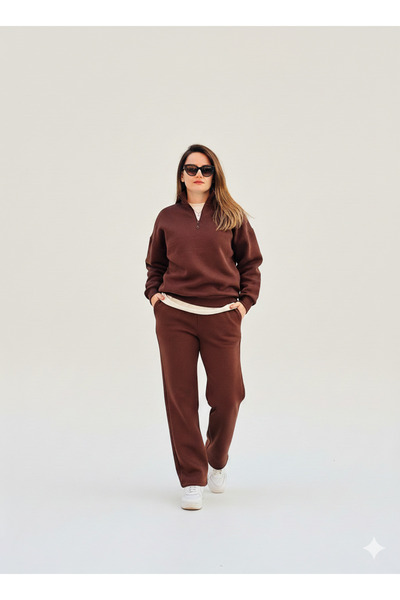 Keep Risen Дамски спортен екип от три части с поларен флис, широка кройка, ци...