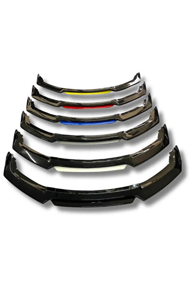 Baghes 4 Parça Üniversal Ön Tampon Lip Eki – Piano Black Renkli Şeritli (Siyah-Kırmızı-Mavi-Sarı-Gri-Beyaz)