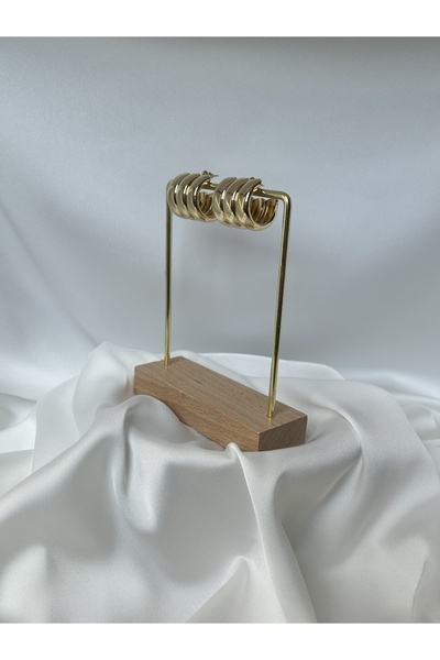 Vink Cu 3'lü Boru Gold Rengi Halka Küpe