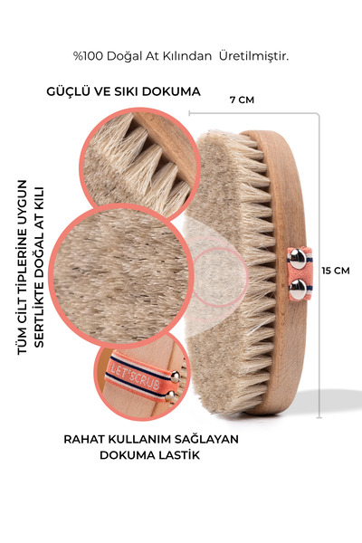 LET'SCRUB %100 Doğal At Kılı Selülit Fırçası Çatlak Selülit Ve Batık Tüy Karşıtı Tüm Cilt Tipleri İçin