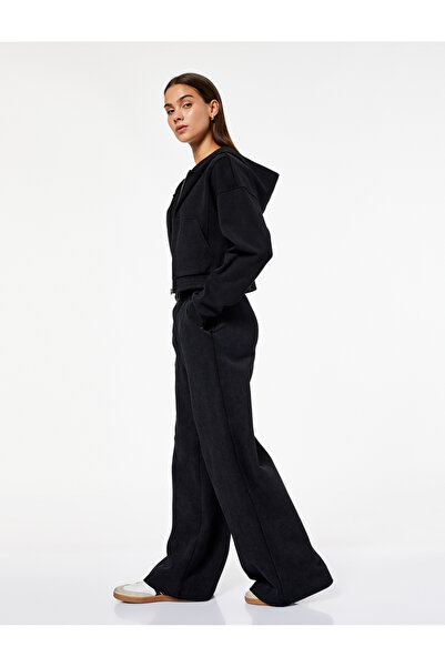 Koton Şardonlu Rahat Kalıp Nervürlü Cepli Beli Lastikli Geniş Paça Eşofman Altı