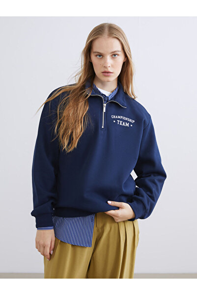 LC Waikiki Γυναικείο χοντρό φούτερ με στάμπα με γιακά