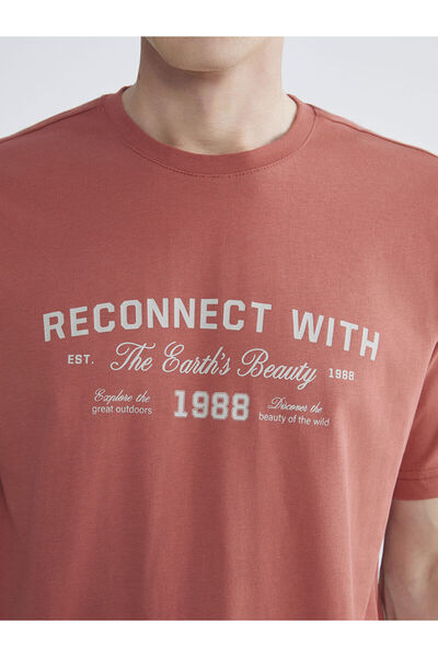 LC Waikiki Ανδρικό μπλουζάκι Vizyon New Season Crew Neck με τύπωμα από χτενισμένο βαμβάκι