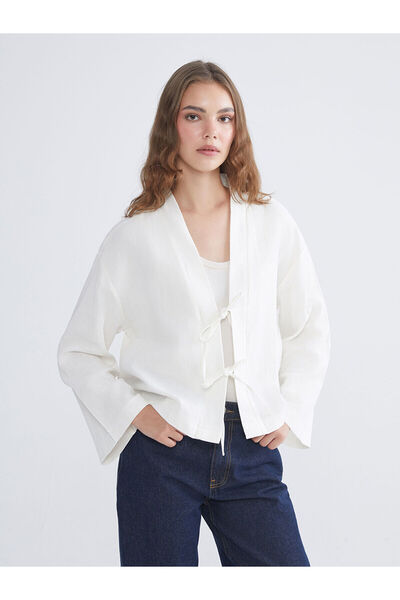 LC Waikiki Vizyon New Season V-Neck Oversize Muslin Women's Kimono