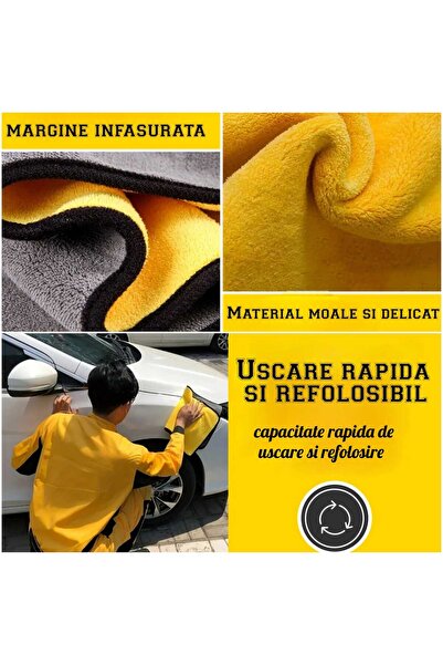 DigiMat Set 3 lavete microfibra DIGIMAT® 500 GSM, super absorbante, 2 fete, 30x30 cm