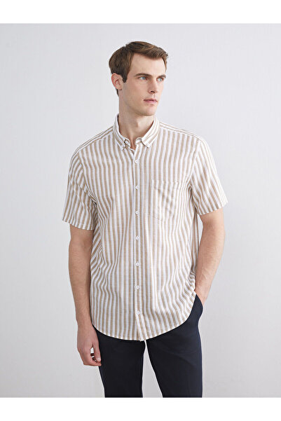 LC Waikiki Ανδρικό ριγέ κοντομάνικο πουκάμισο Özmarka Νέας Σεζόν σε κανονική ...