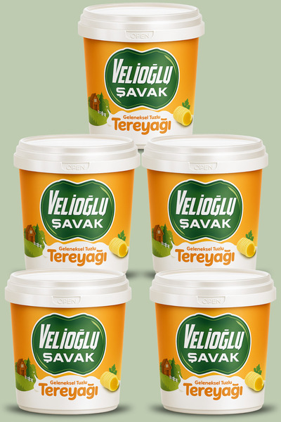 v.ş VelioğluŞavak Organik Köy Tereyağı (TUZLU) (1KG) X 5 Adet