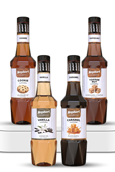 Saphori 4 Lü Kahve Şurubu Seti Karamel, Vanilya, Cookie, Toffee Nut Kokteyl Ş...
